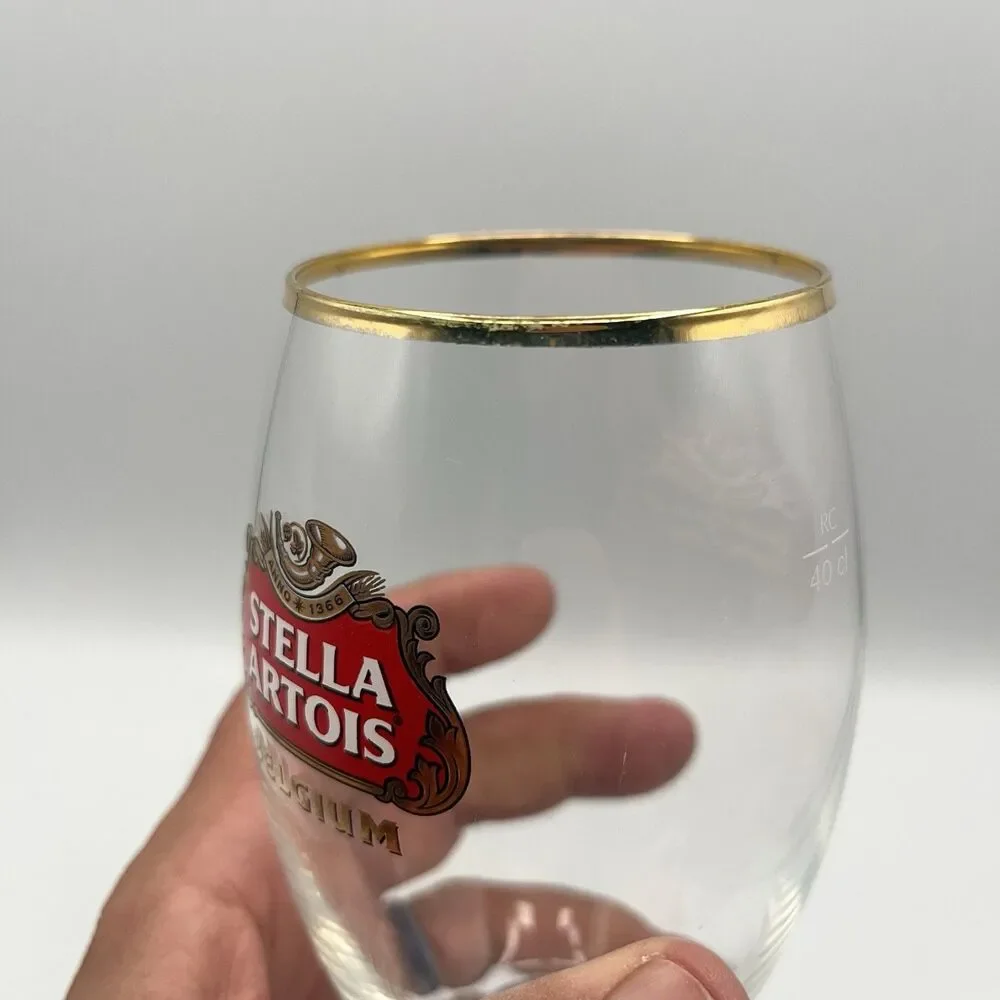 Stella Artois Chalice 40 cl Gold Rim with Star Stem Beer Glass Pub Bar Ware